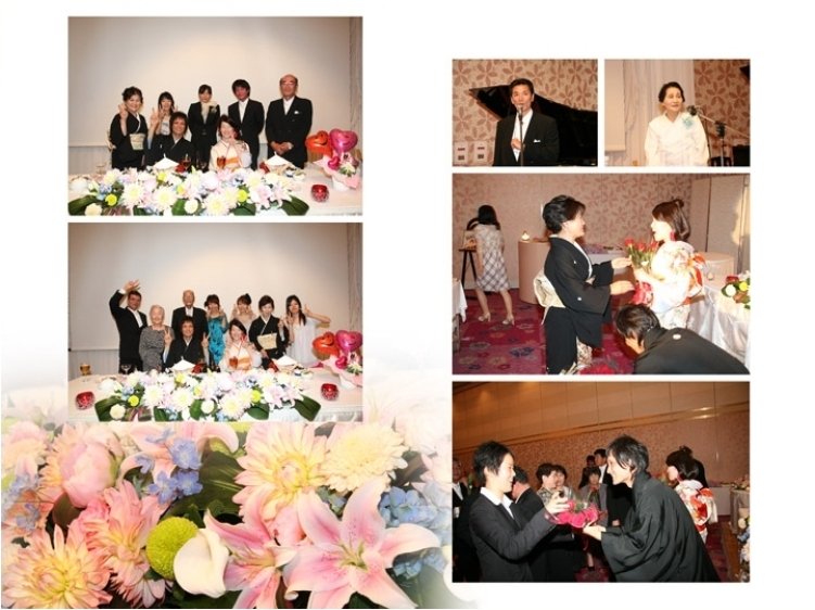 披露宴一番の見どころはゲスト全員から一輪のバラをもらうシーン。8頁目：結婚式アルバム