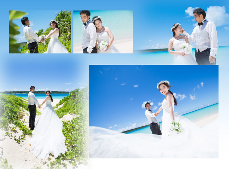 こちらは沖縄県宮古島でのロケーションフォト。2頁目：結婚式アルバム