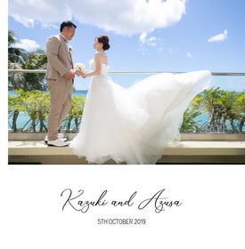 青い空をバックに手を取り合うお二人が美しいこちらの表紙は、ハワイでの挙式、ロケーション撮影、新婚旅行の様子をまとめたアルバムです