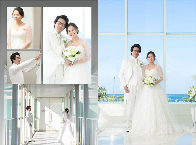 場所はサザンビーチホテル&リゾート沖縄。2頁目：結婚式アルバム