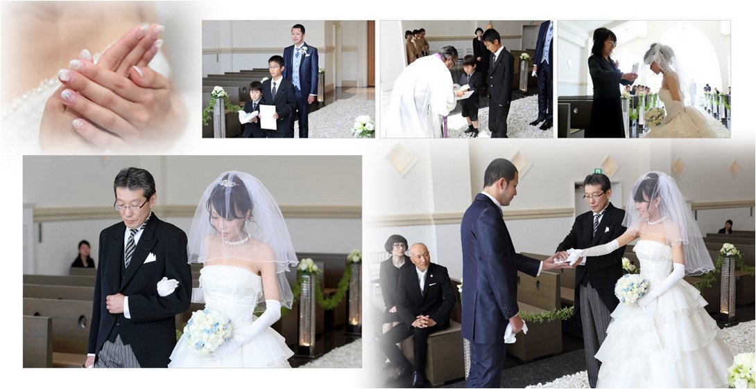 
挙式、披露宴は親族のみで行われました。4頁目：結婚式アルバム